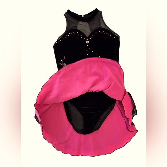 Figure Skating Free Shipping! Perform Dress by Chloe Noel Black Pink size small - Picture 3 of 6